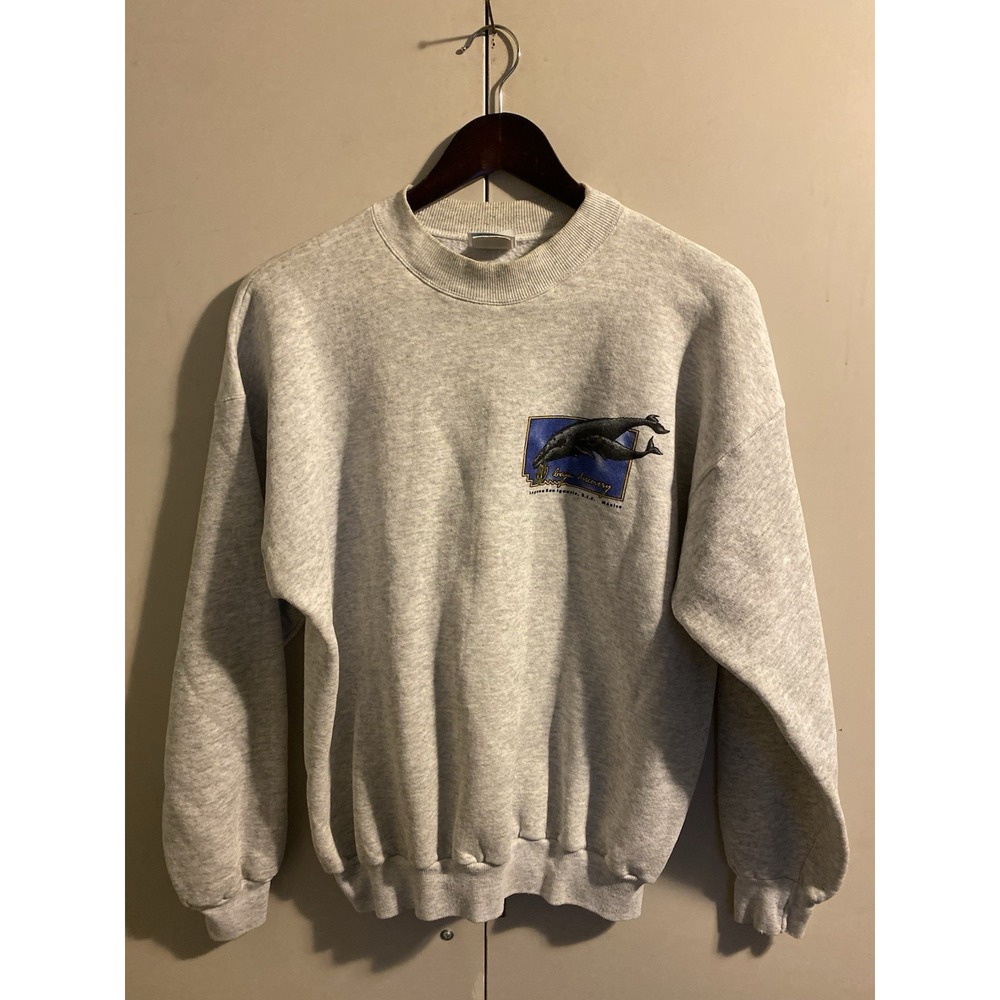 Vintage 1996 Hanes Activewear Baja Discovery Whale Sweatshirt Adult L Gray 90s